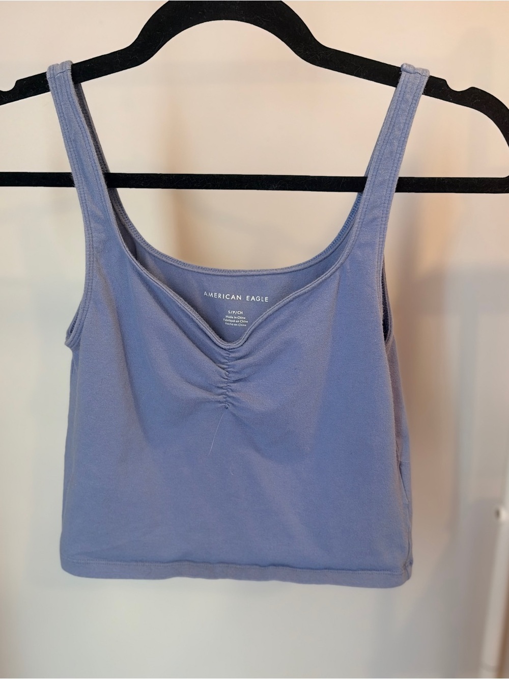 American Eagle Dusty Lavender Ruched Front Tank Top